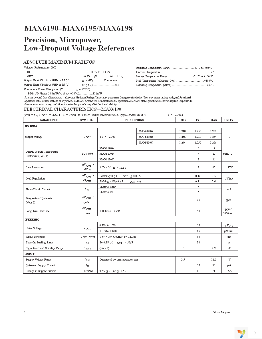 MAX6192BESA+ Page 2