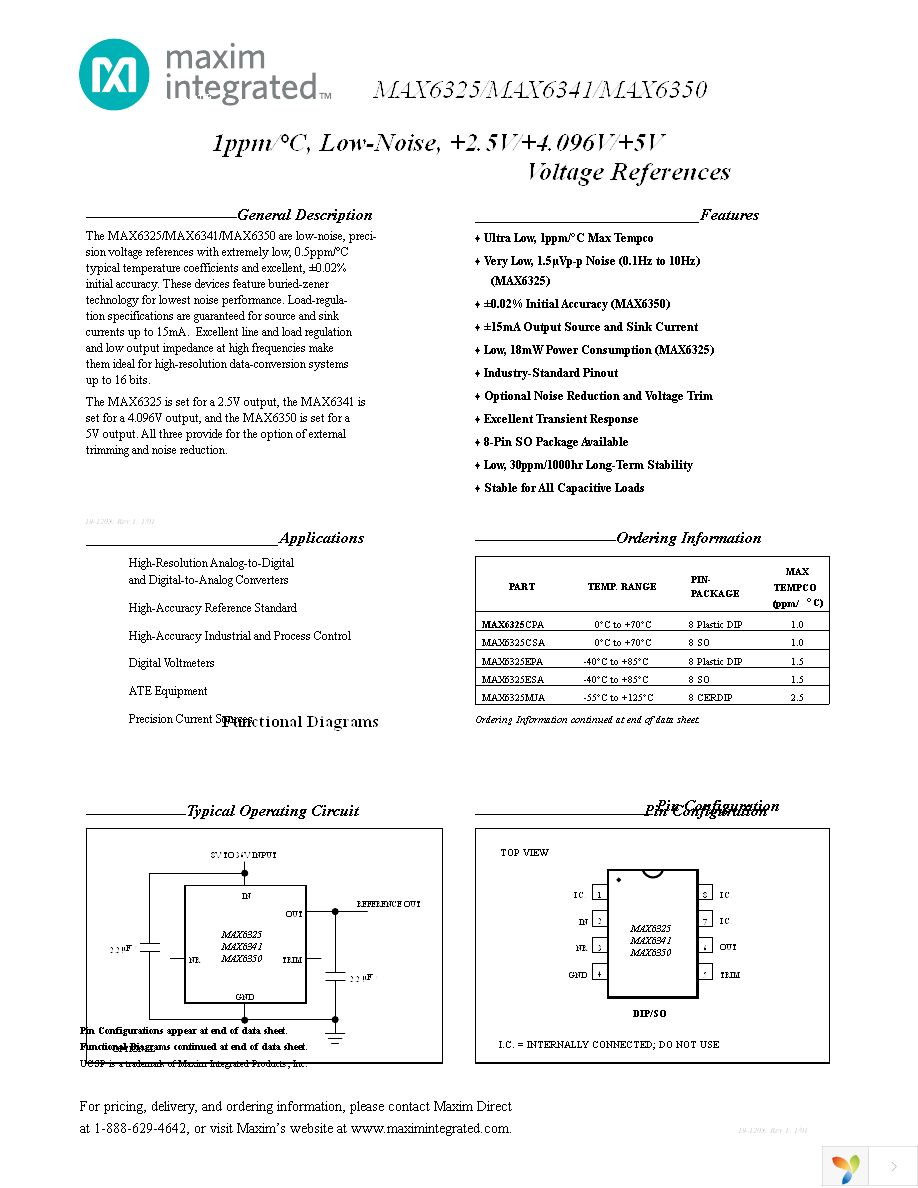 MAX6325CSA+ Page 1