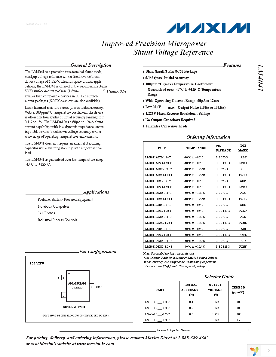 LM4041BIX3-1.2+T Page 1