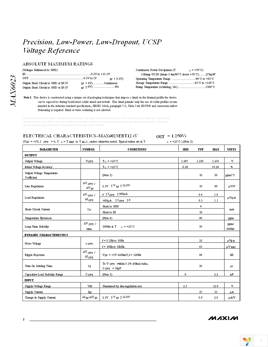 MAX6023EBT25+T Page 2