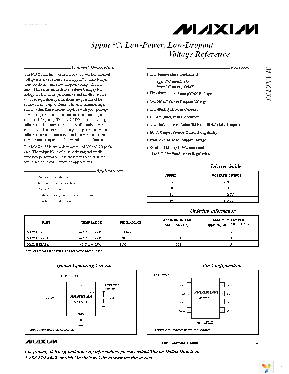 MAX6133A25+ Page 1