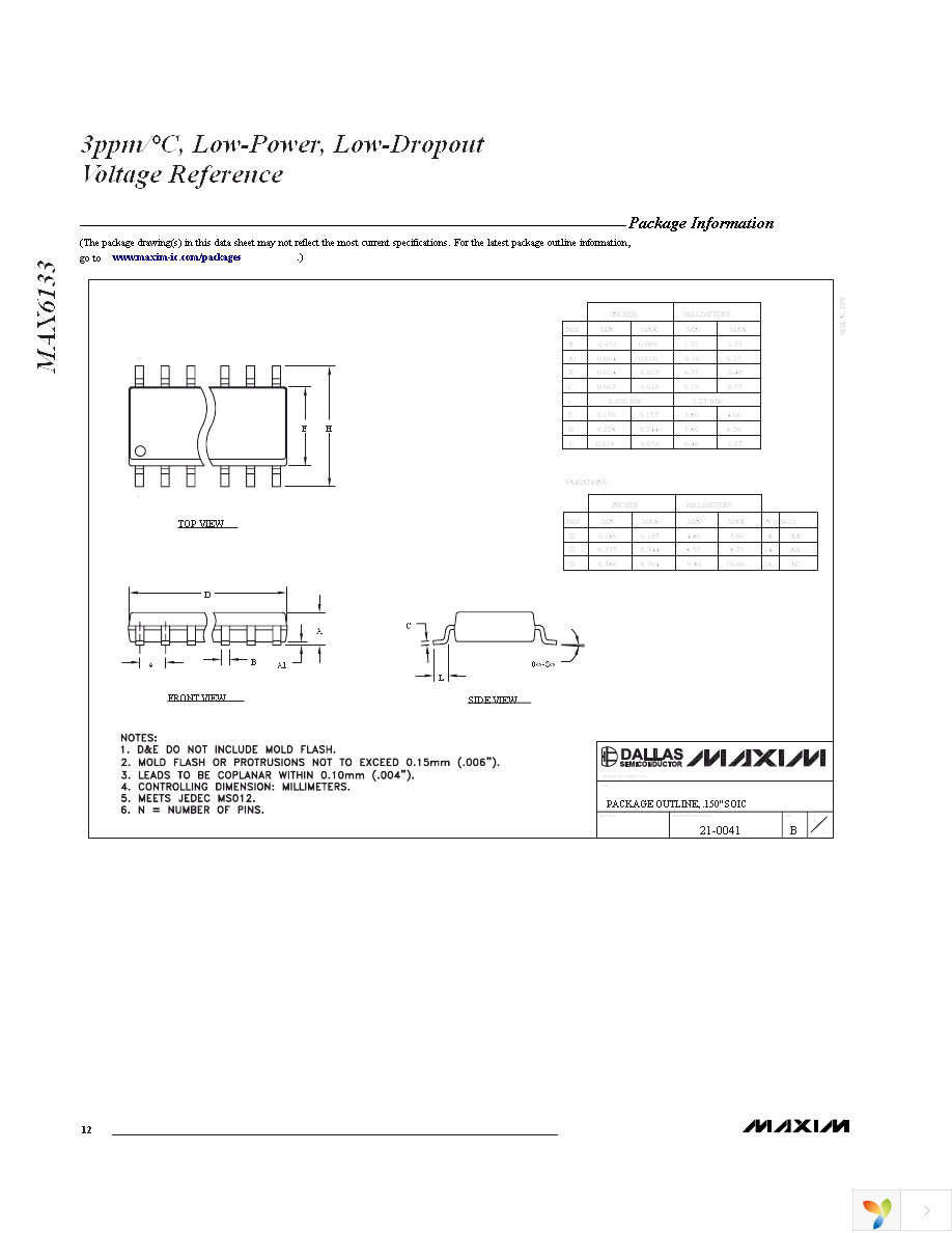 MAX6133A25+ Page 12