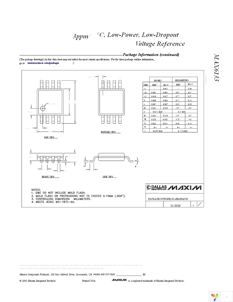 MAX6133A25+ Page 13