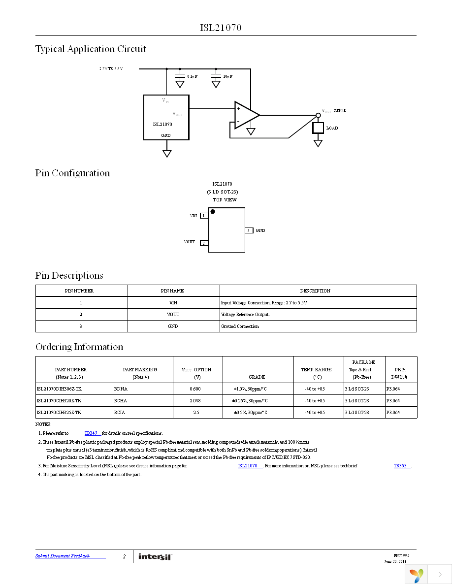 ISL21070DIH306Z-TK Page 2