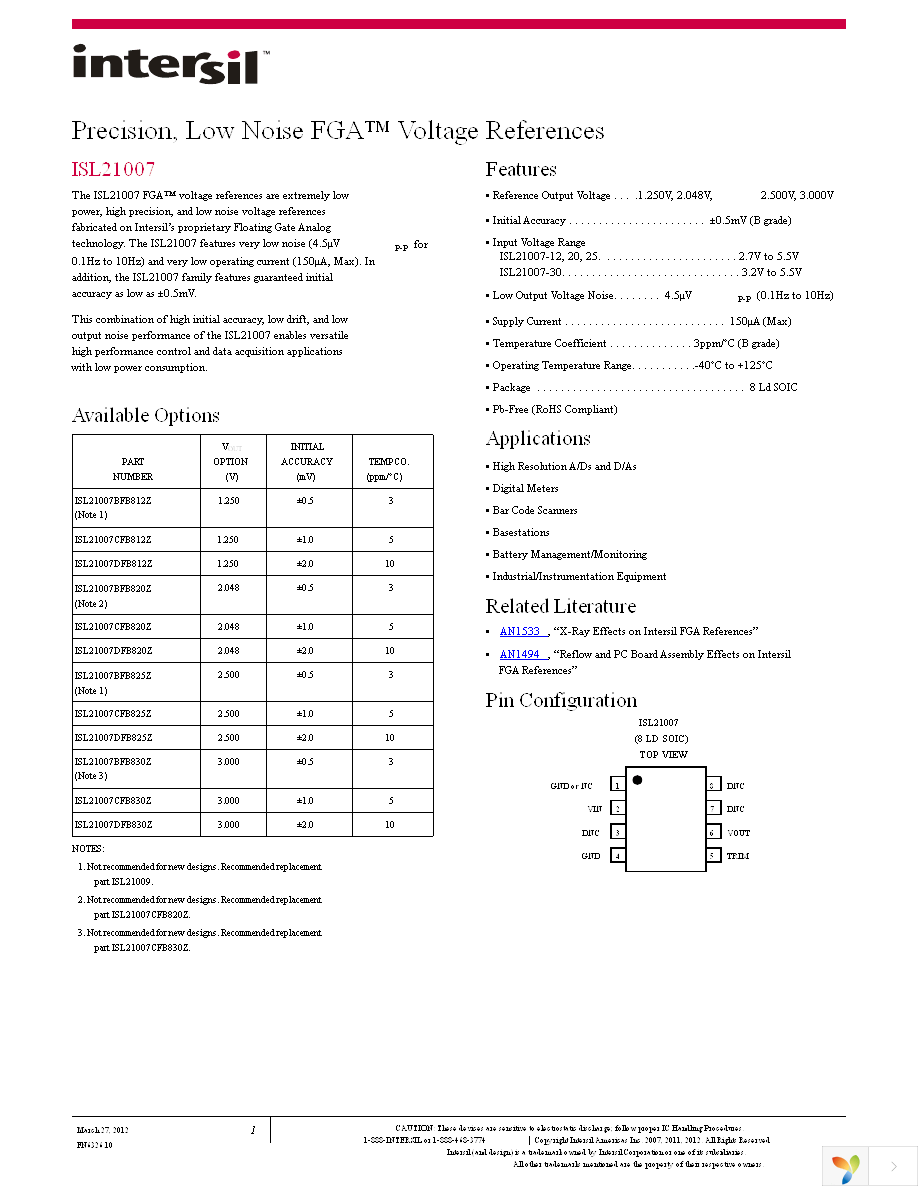 ISL21007DFB812Z-TK Page 1