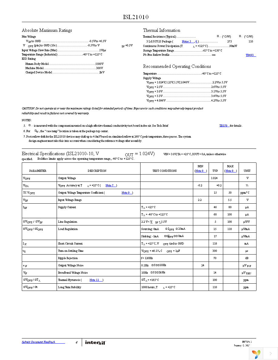 ISL21010CFH315Z-TK Page 4