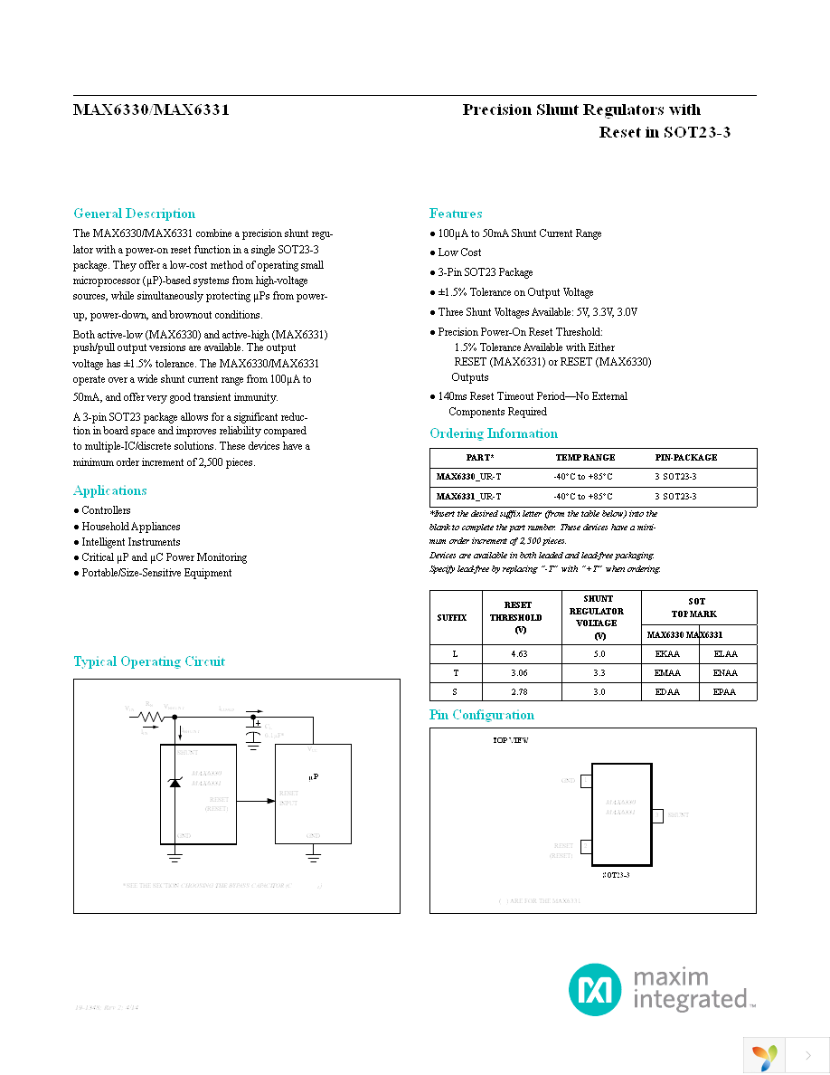 MAX6330LUR+T Page 1