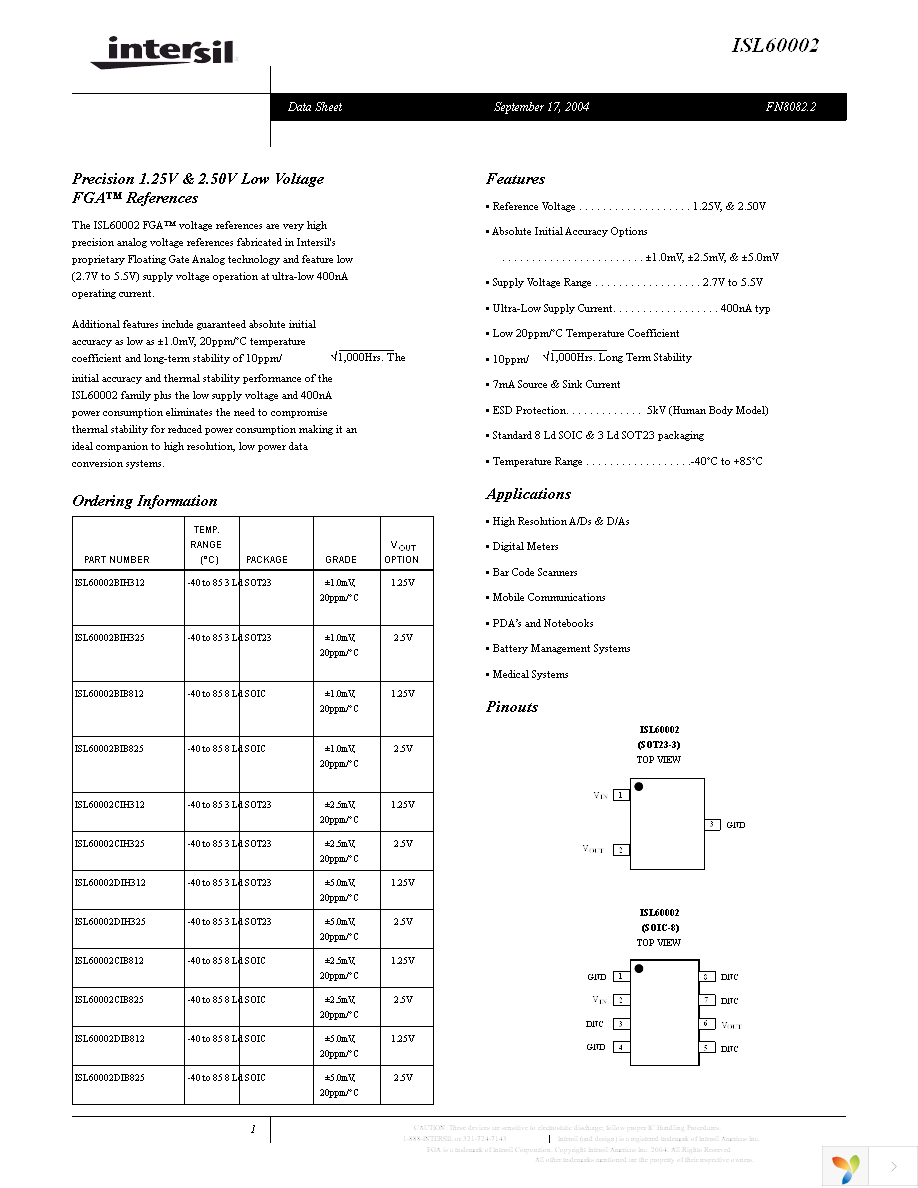 ISL60002CIB825 Page 1