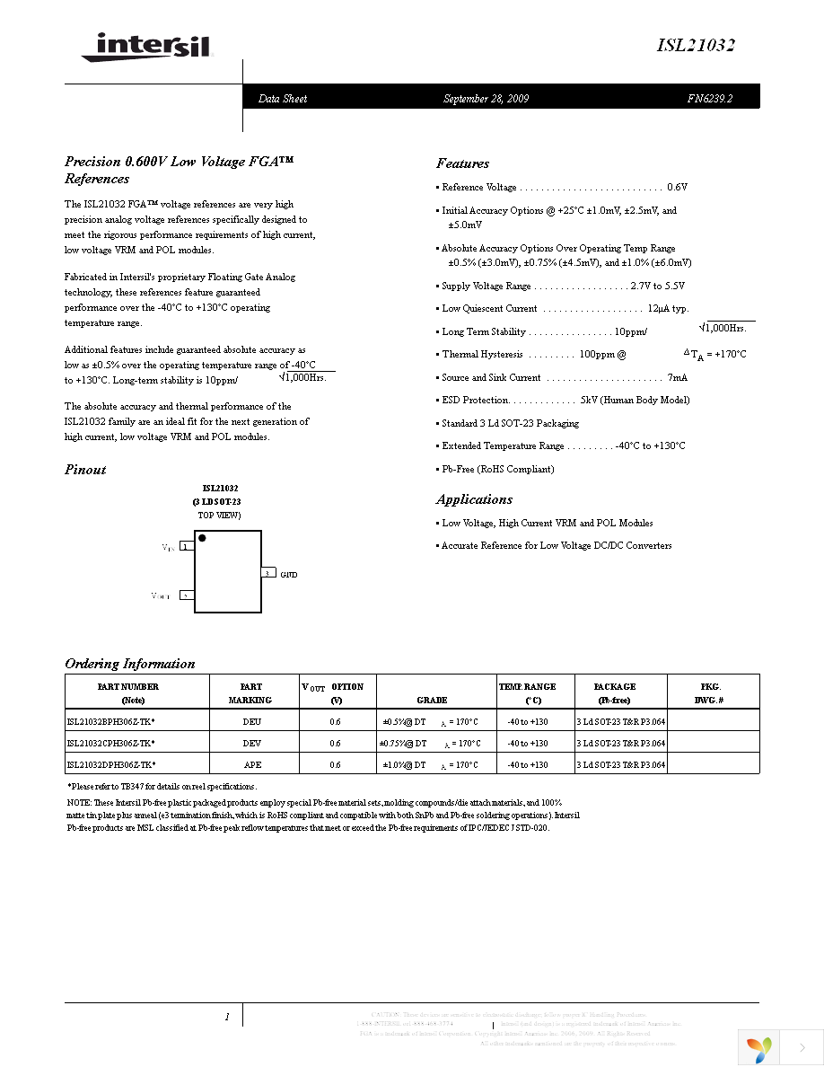 ISL21032BPH306Z-TK Page 1