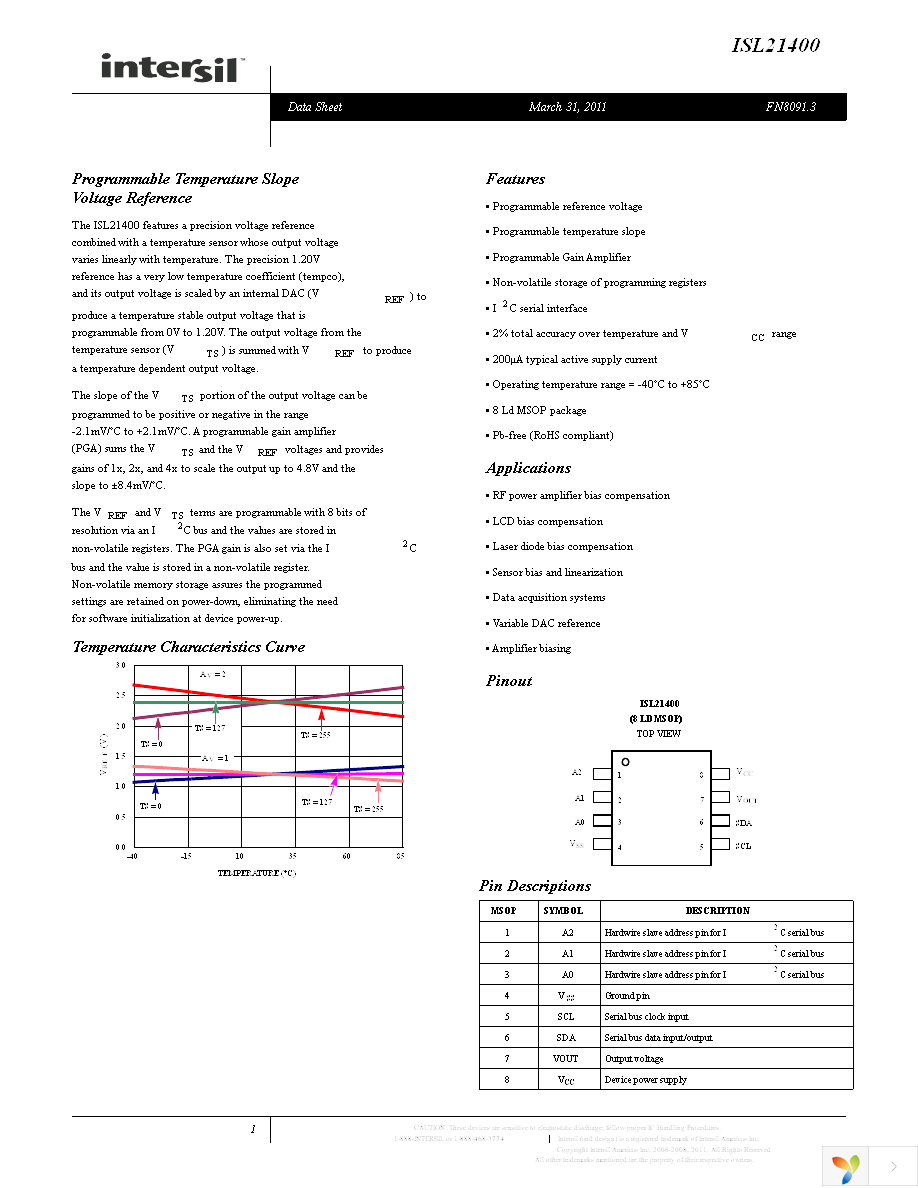 ISL21400IU8Z-TK Page 1