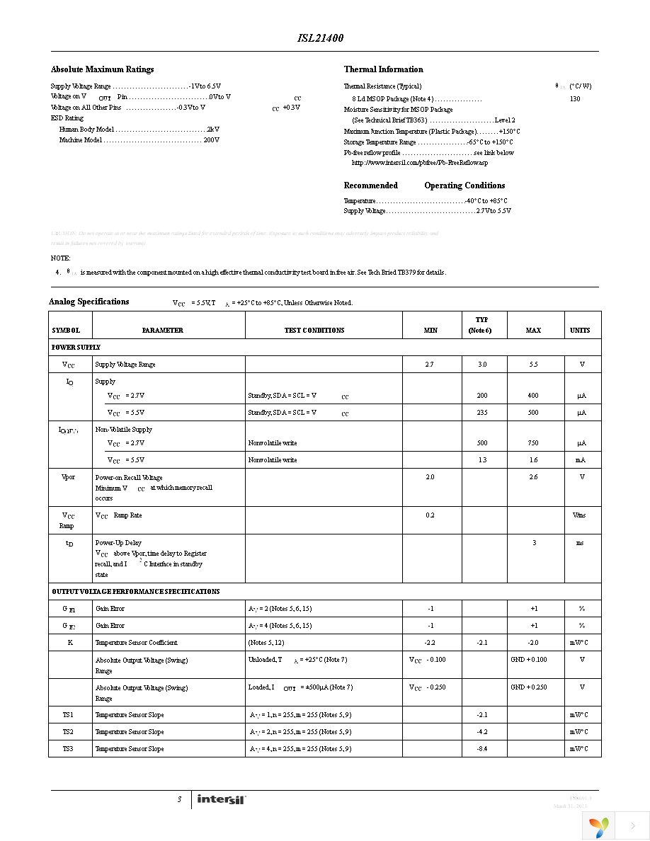 ISL21400IU8Z-TK Page 3