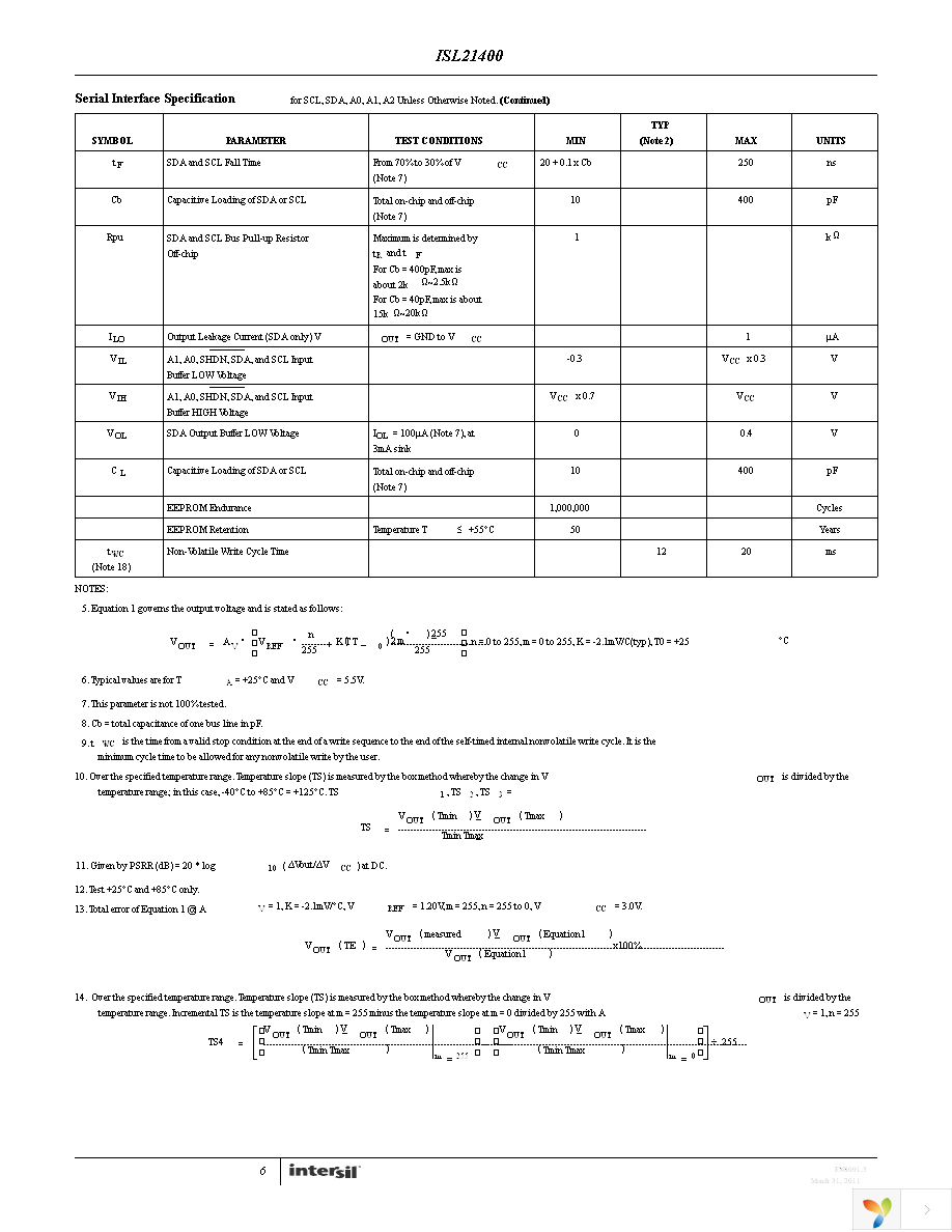 ISL21400IU8Z-TK Page 6