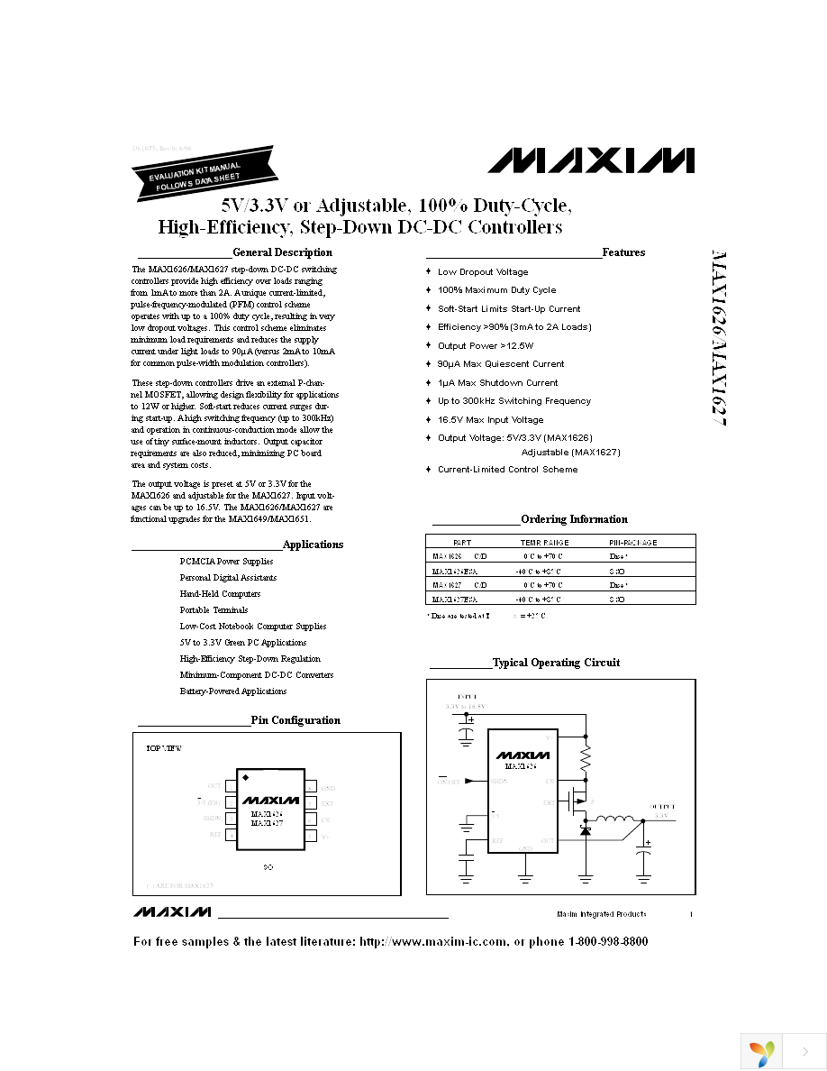 MAX1627ESA+T Page 1