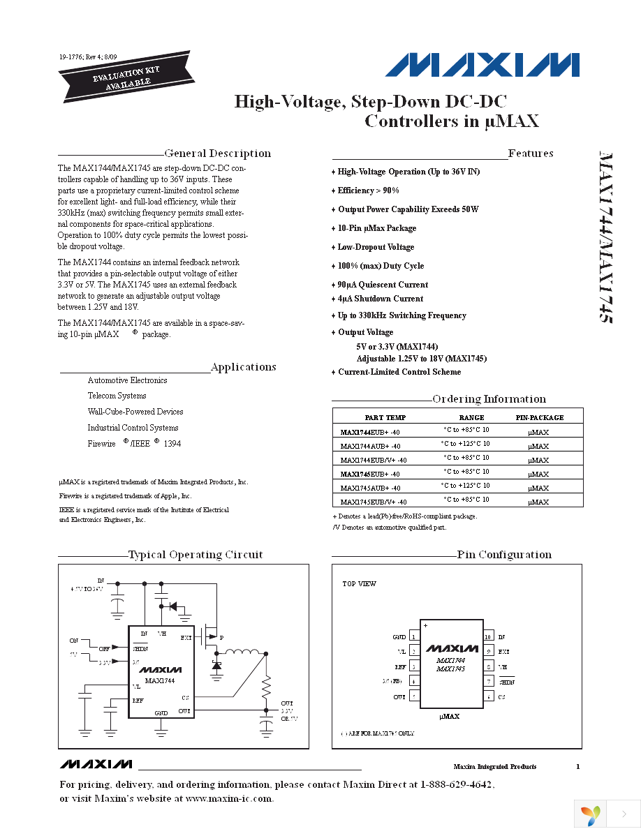 MAX1745AUB+ Page 1