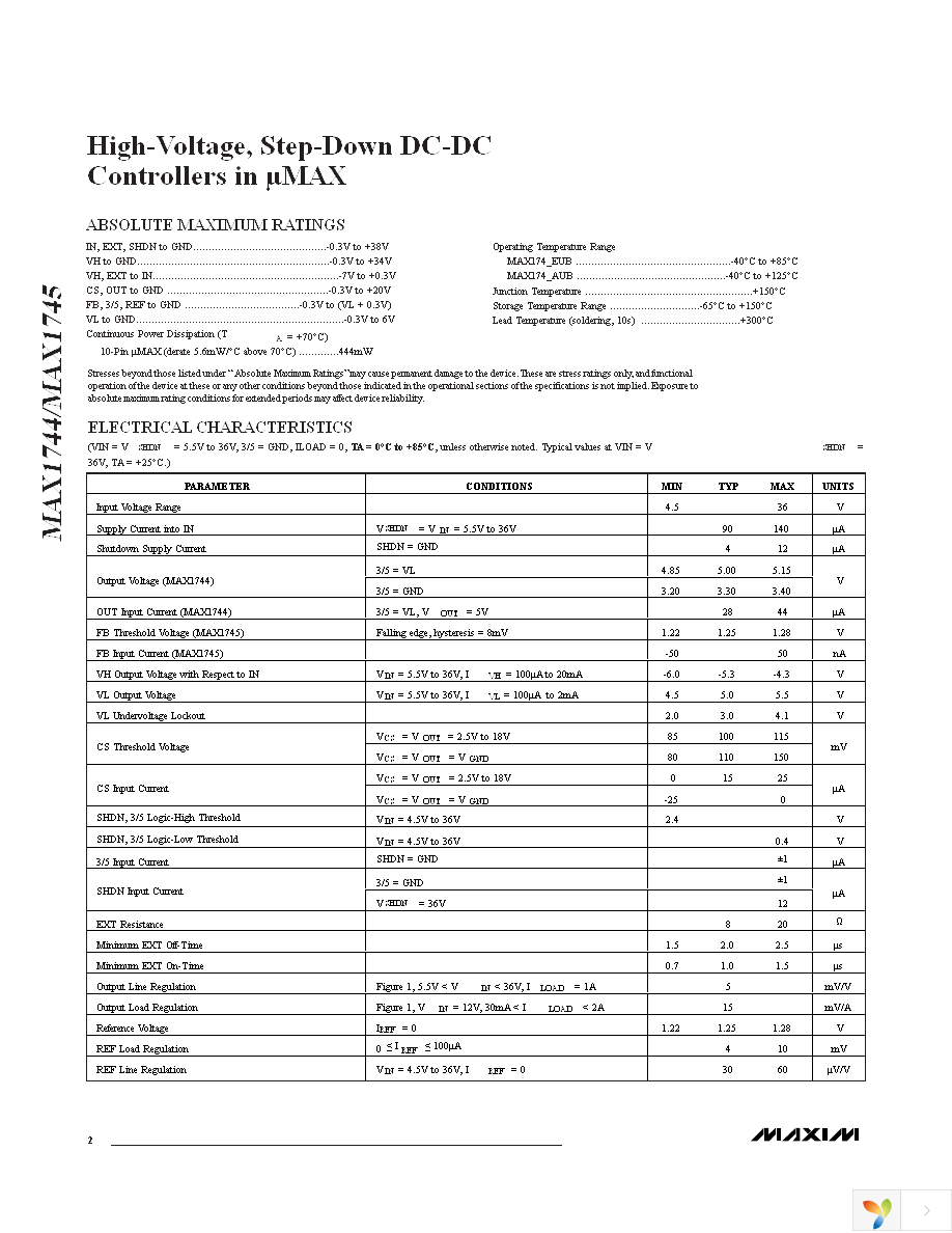 MAX1745AUB+ Page 2