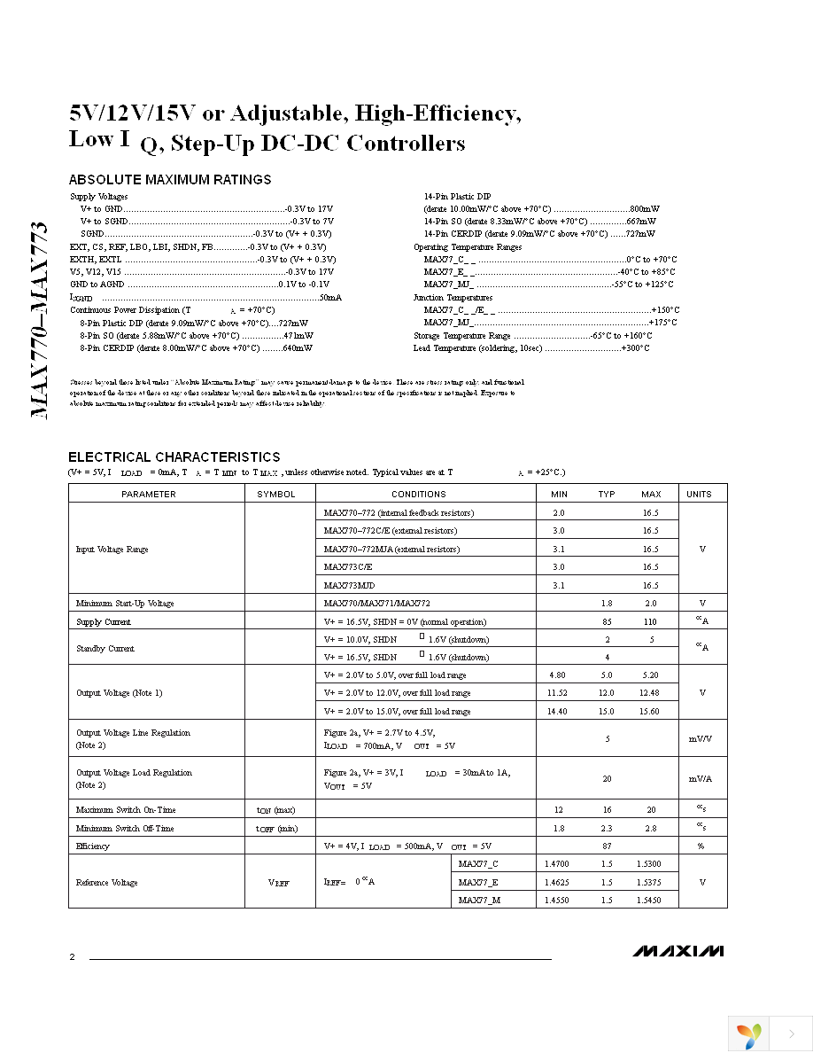 MAX771CSA+ Page 2