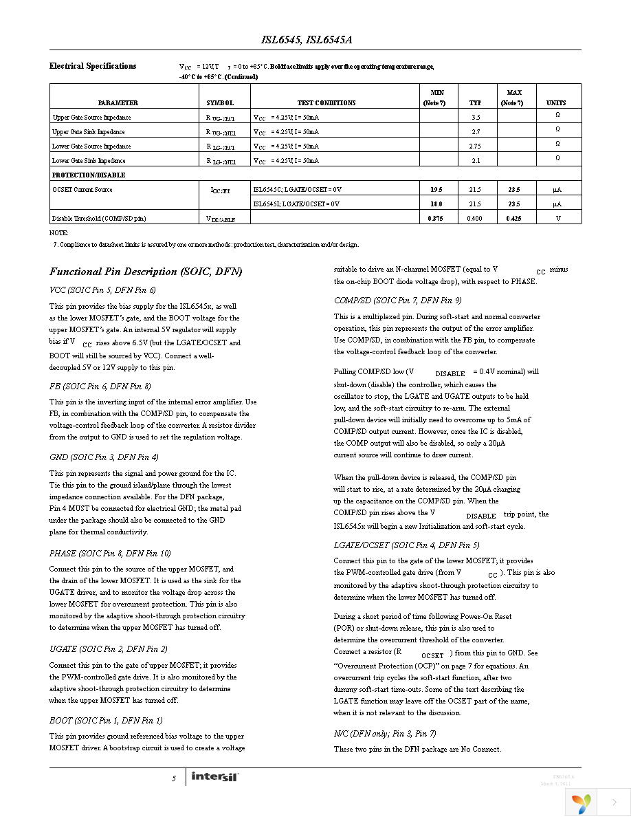 ISL6545CBZ-T Page 5