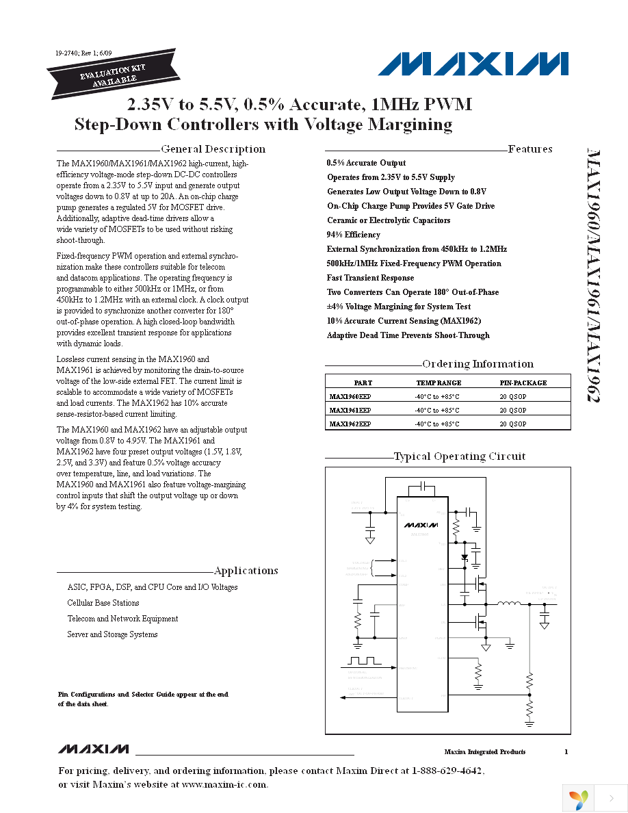 MAX1960EEP+ Page 1