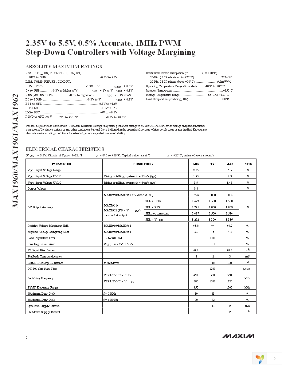 MAX1960EEP+ Page 2