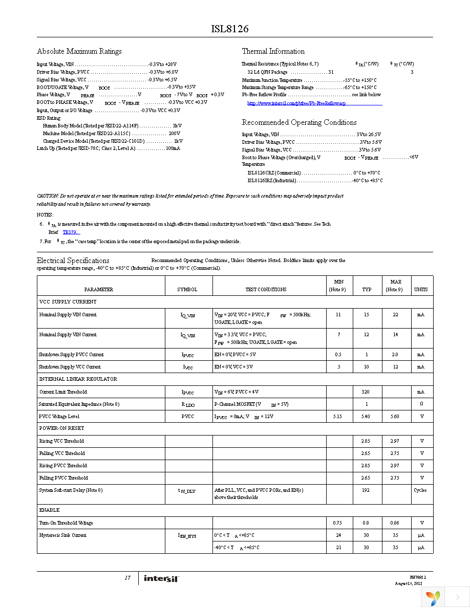 ISL8126CRZ-T7A Page 17