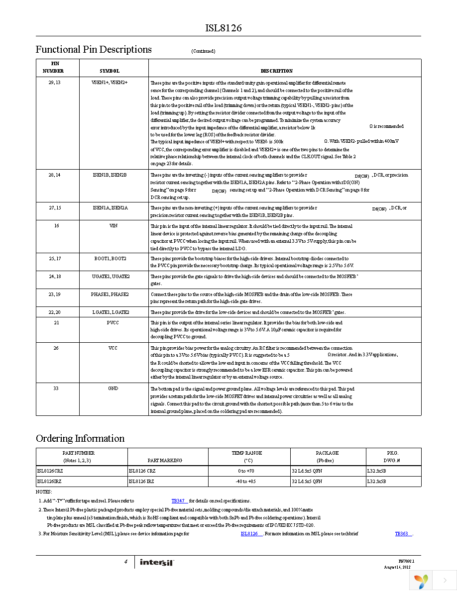 ISL8126CRZ-T7A Page 4