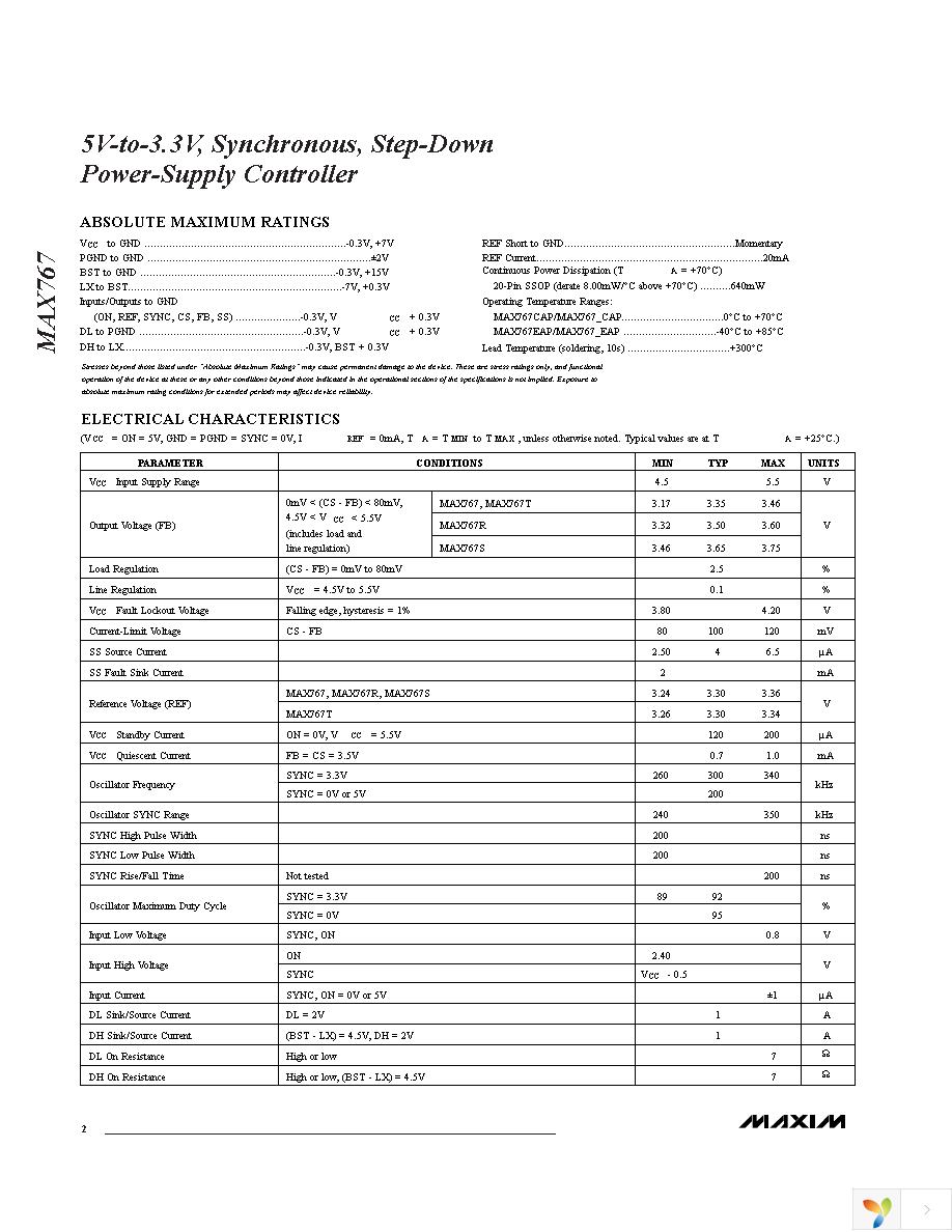 MAX767EAP+ Page 2