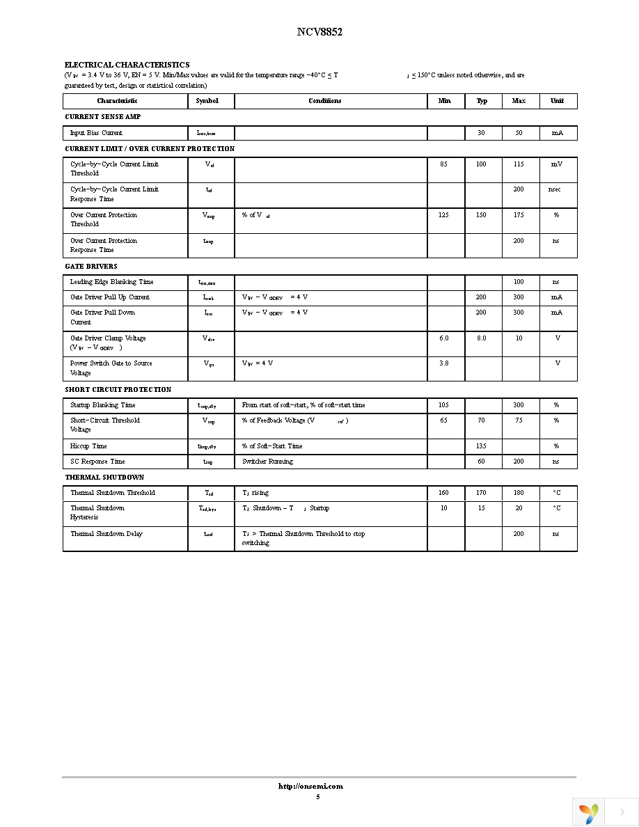 NCV8852DR2G Page 5