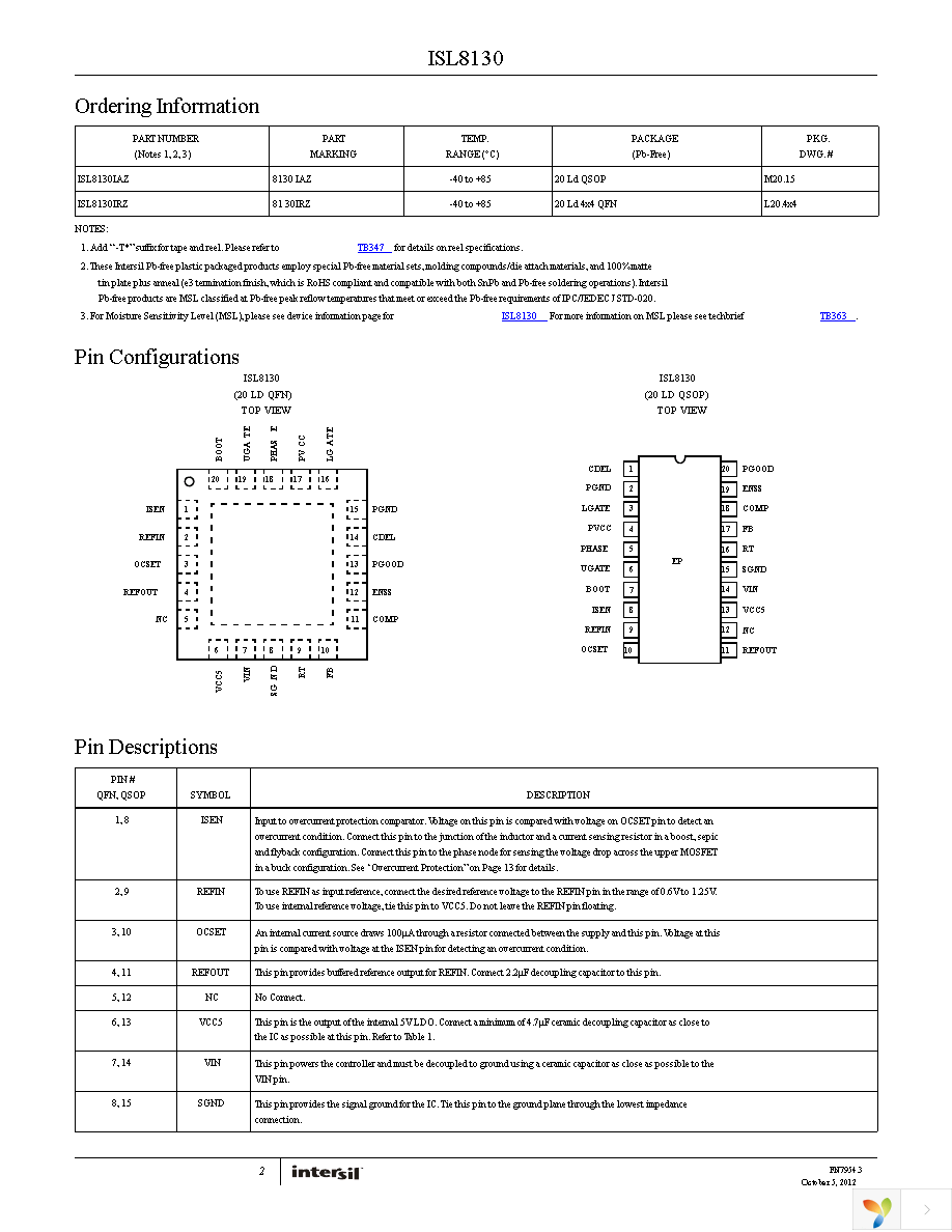 ISL8130IAZ Page 2