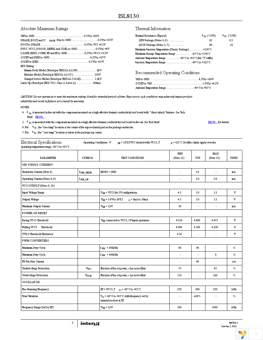 ISL8130IAZ Page 7