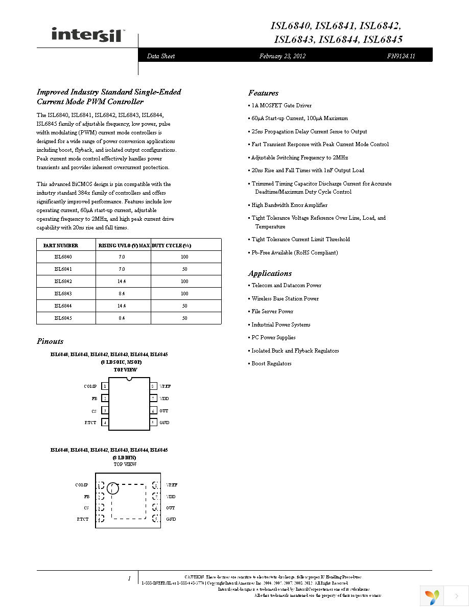 ISL6840IRZ-T Page 1