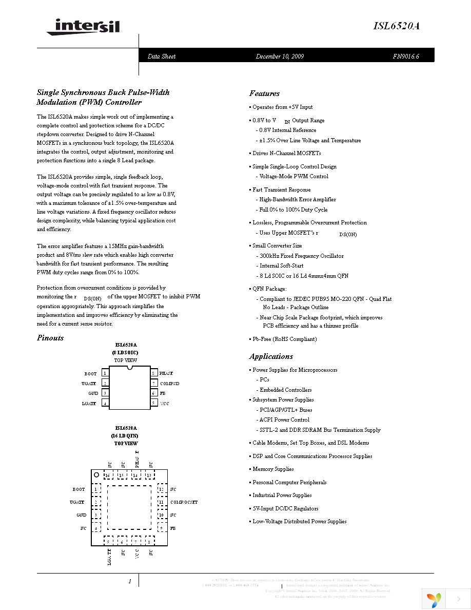 ISL6520ACBZ Page 1