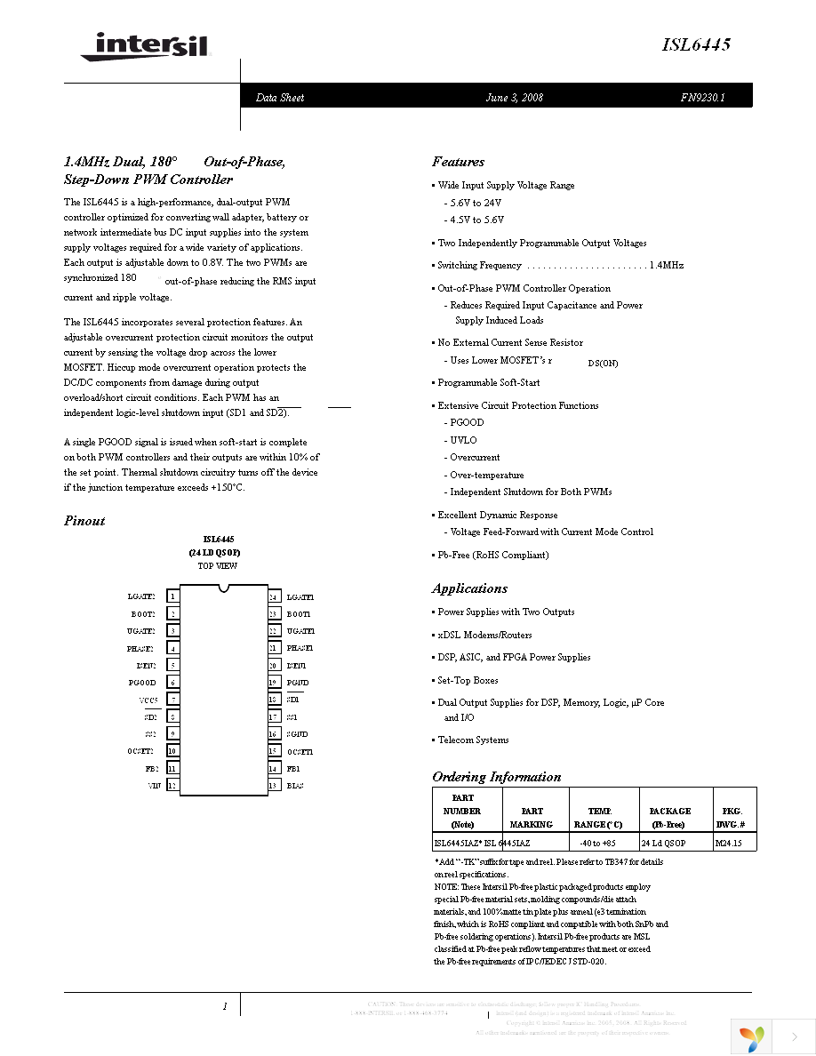 ISL6445IAZ Page 1