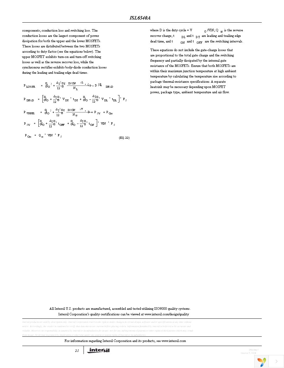 ISL6540ACRZ-T Page 21