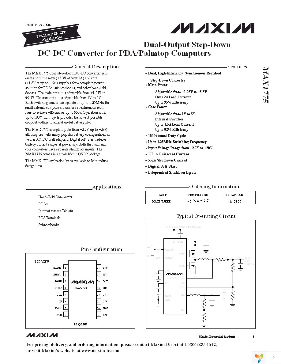 MAX1775EEE+ Page 1