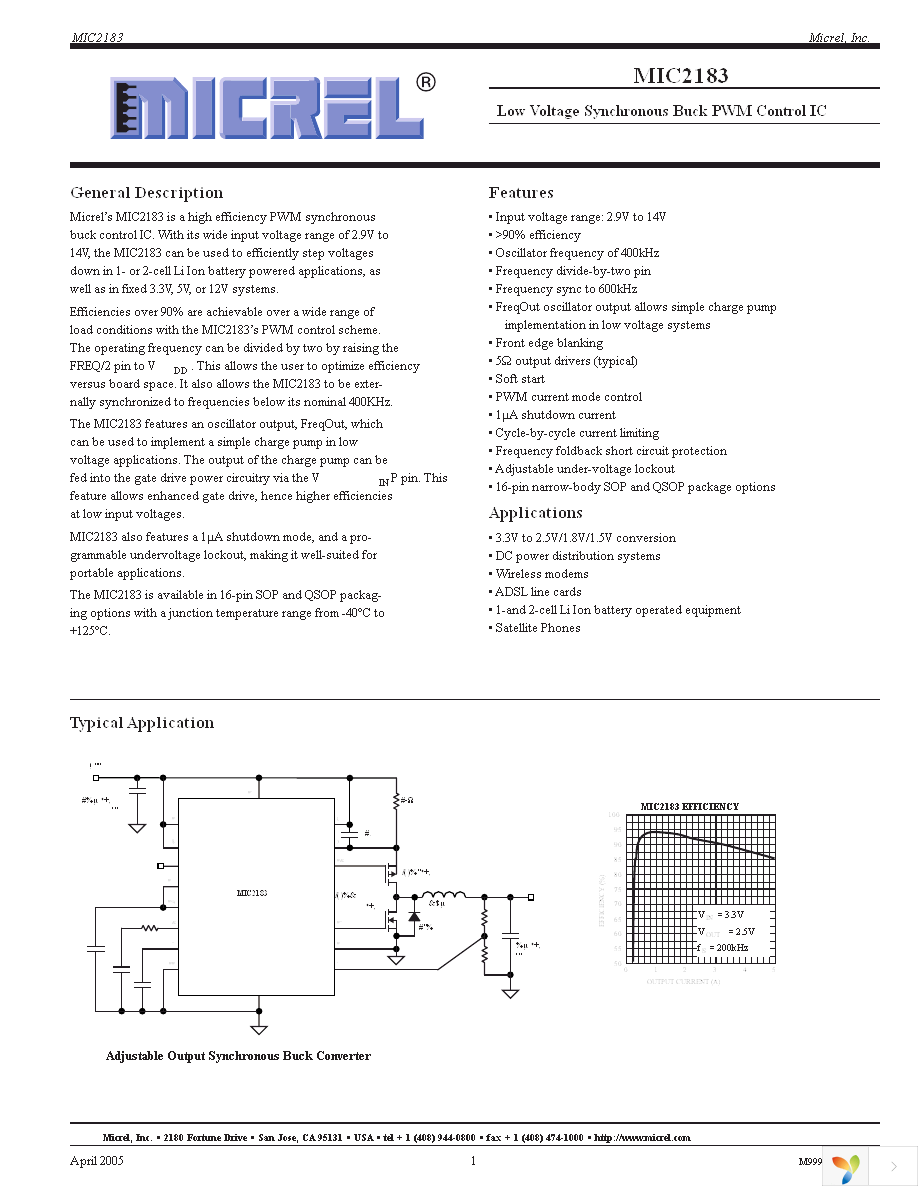 MIC2183YQS Page 1