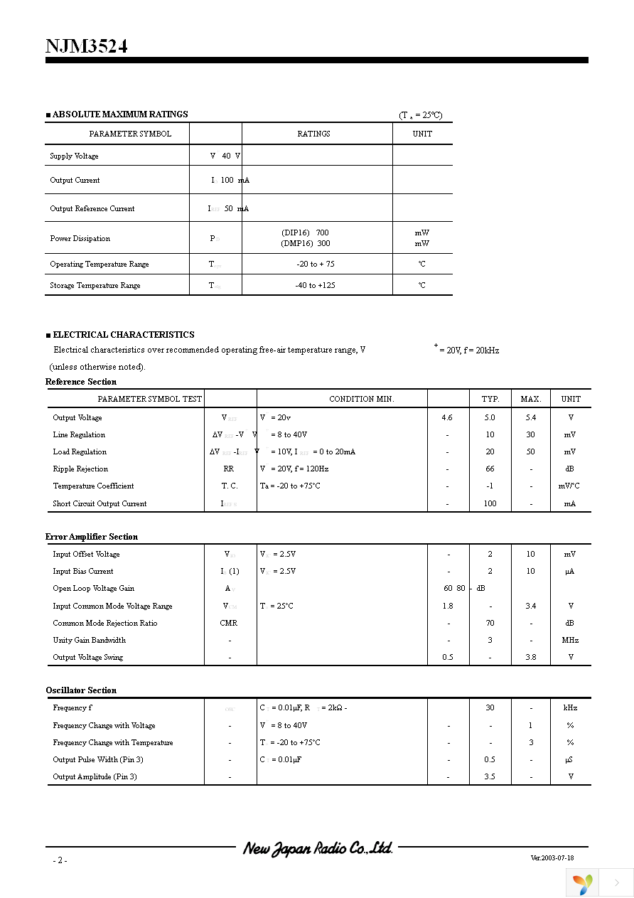 NJM3524M Page 3