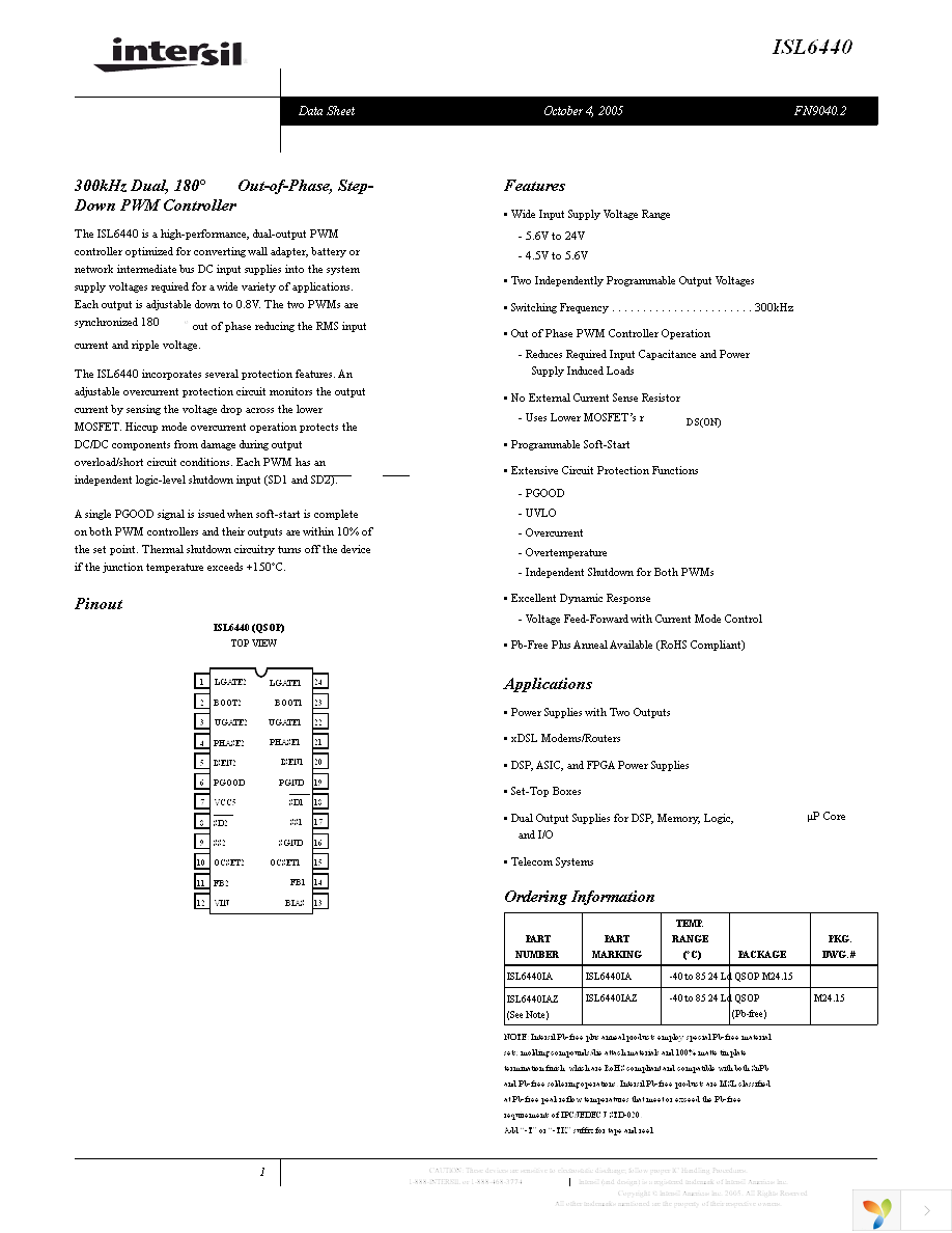 ISL6440IAZ-T Page 1