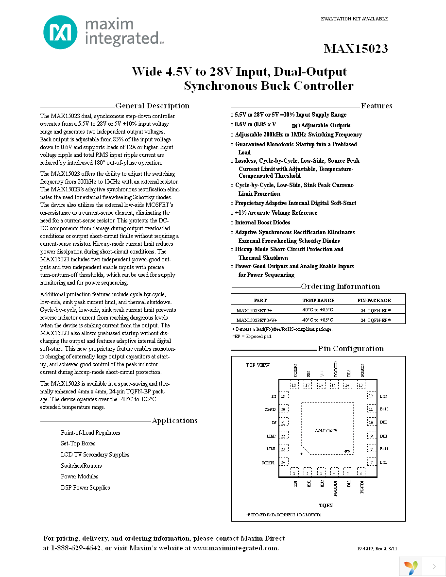 MAX15023ETG+ Page 1