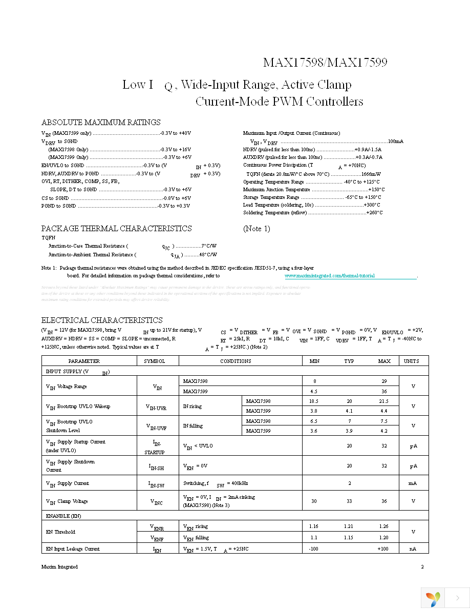 MAX17598ATE+ Page 2