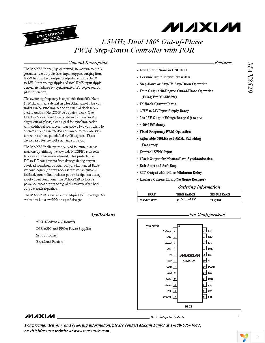 MAX8529EEG+T Page 1