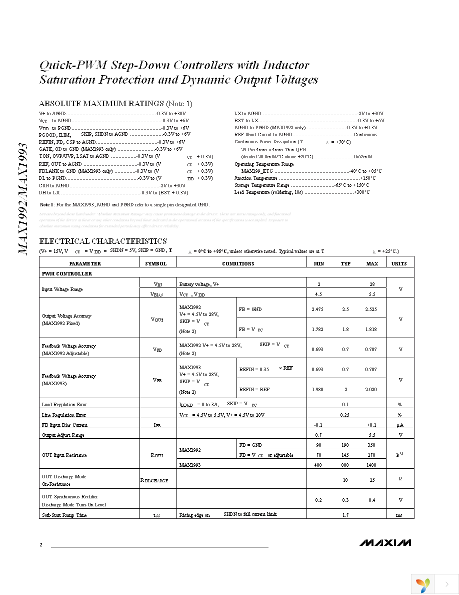 MAX1993ETG+T Page 2