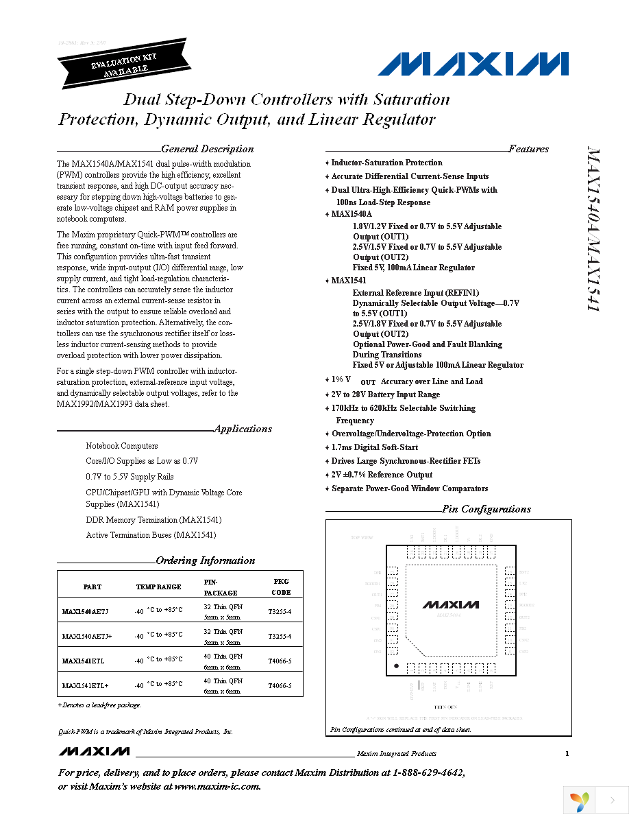 MAX1540AETJ+T Page 1