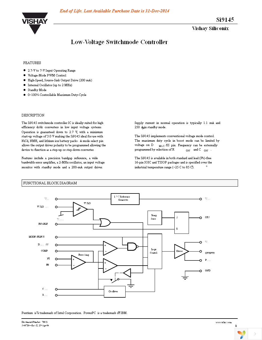 SI9145BQ-T1-E3 Page 1