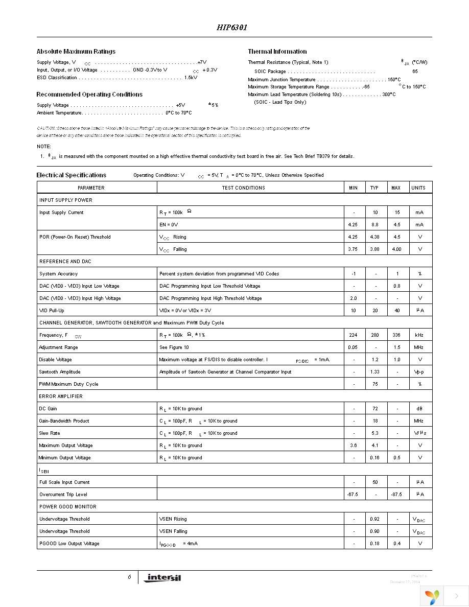 HIP6301CBZ-T Page 6