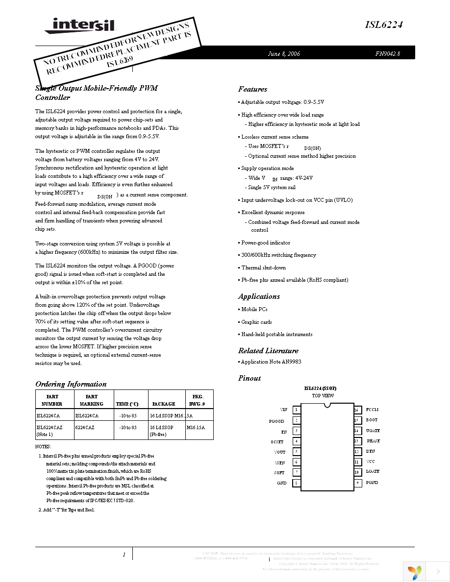 ISL6224CAZ-T Page 1