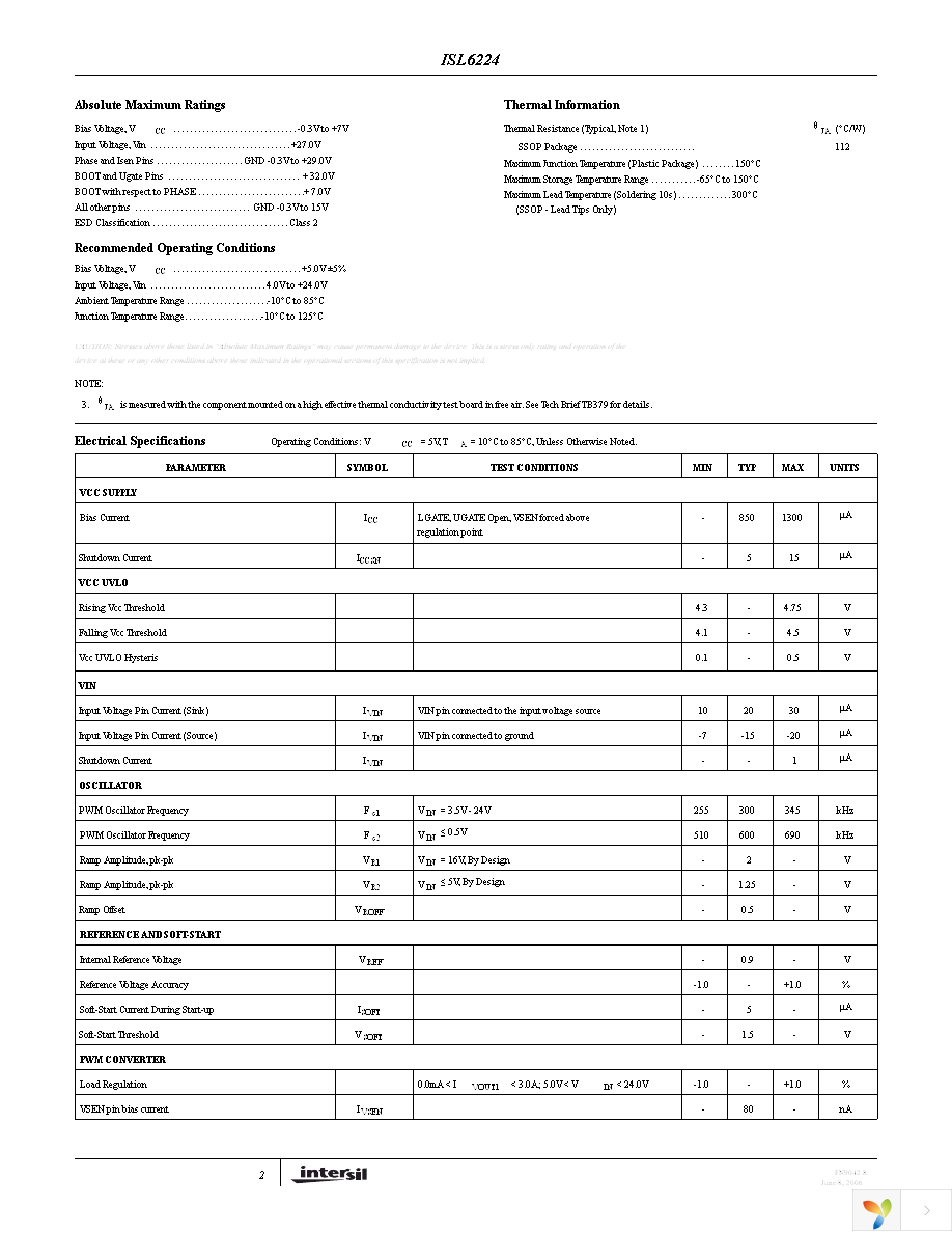 ISL6224CAZ-T Page 2