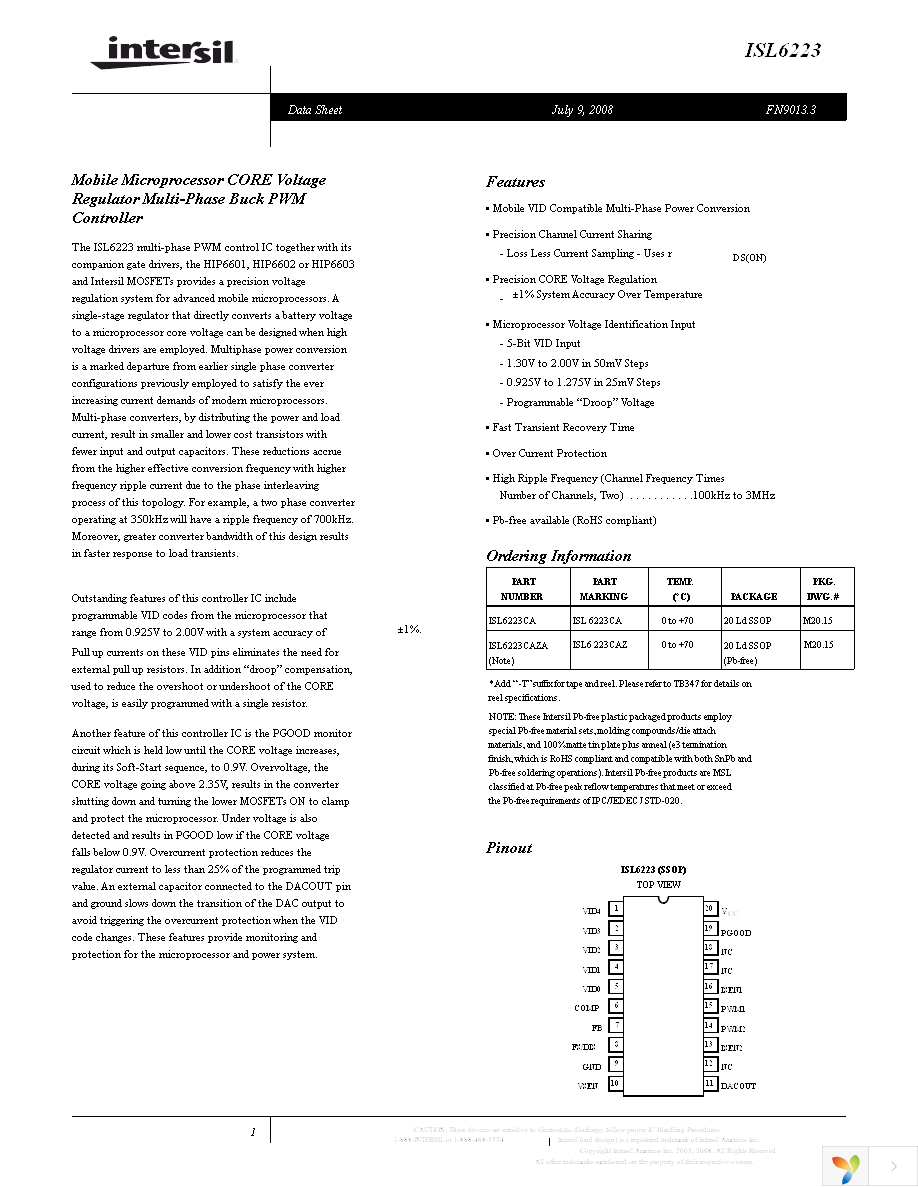 ISL6223CAZA-T Page 1