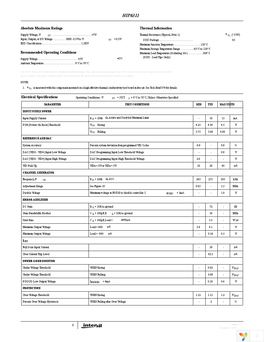 HIP6311CBZ Page 6