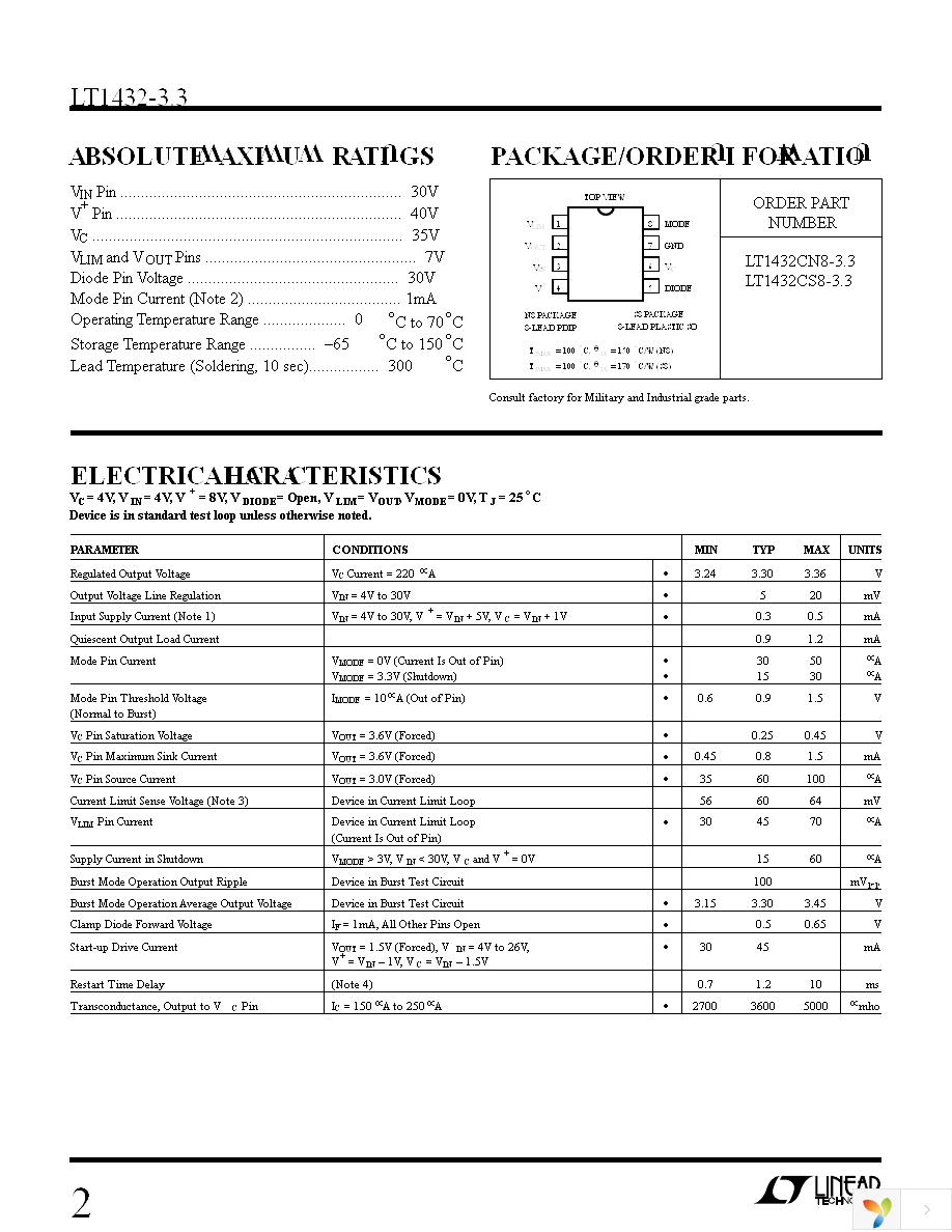 LT1432CN8-3.3 Page 2