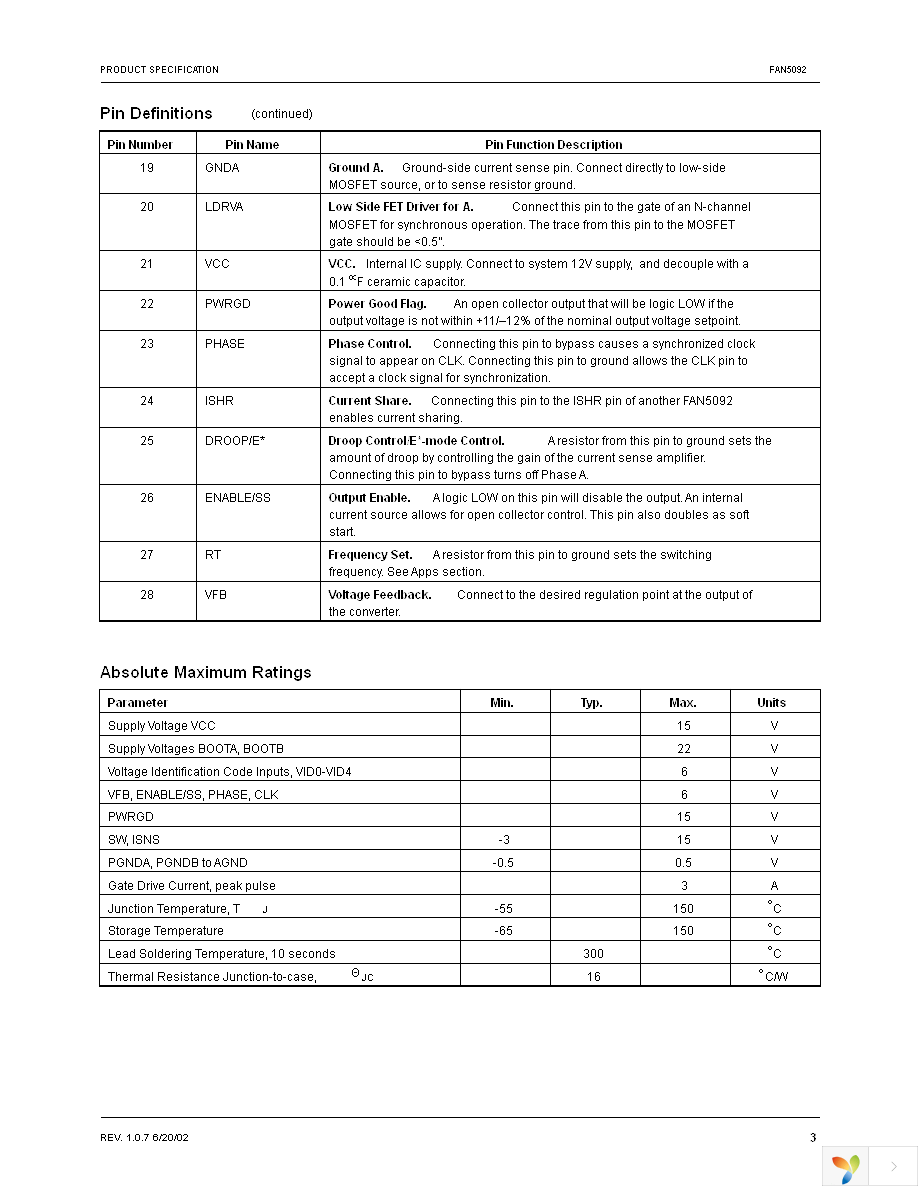 FAN5092MTCX Page 3